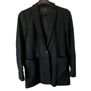 Talula Babaton Black Solid Blazer Single Breasted Wool Blend Coat Sz 4 Office